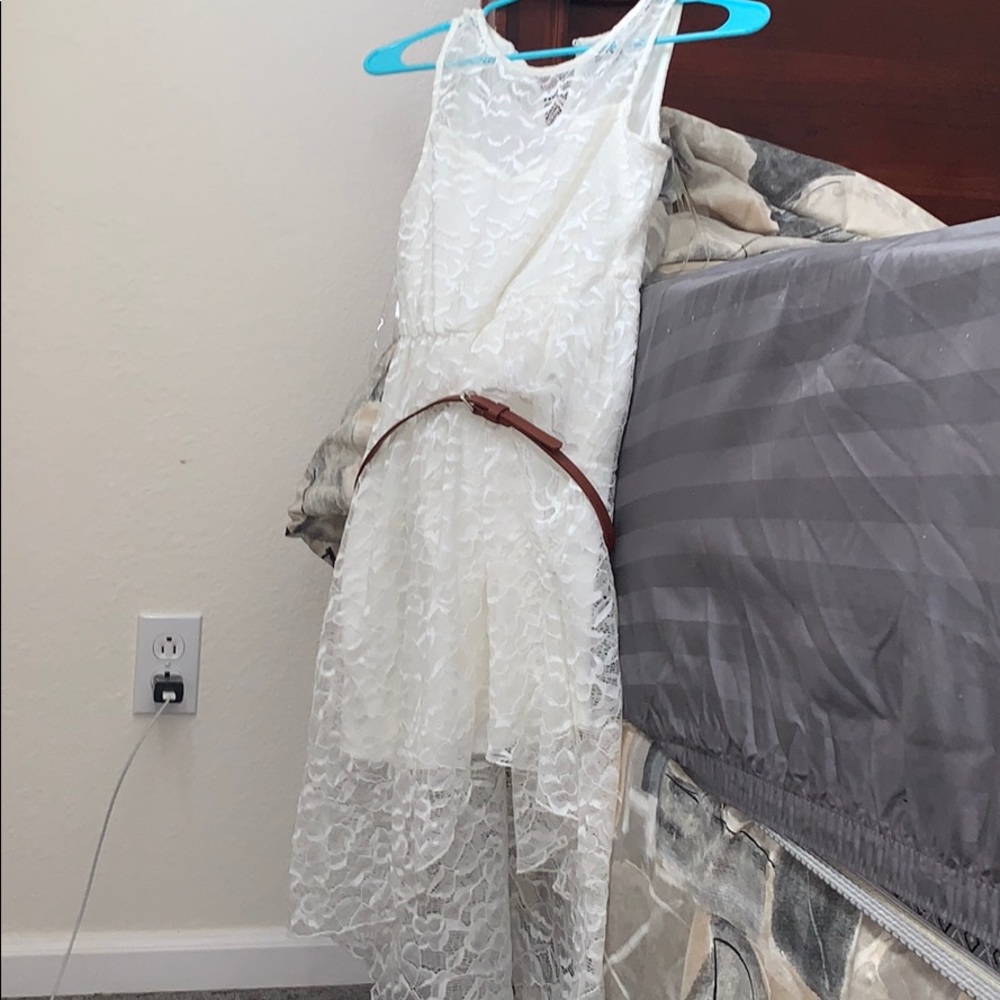 White Dress with brown belt